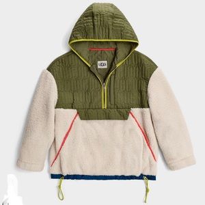 UGG Olive Green and Cream Quilted Sherpa Hoodie